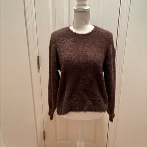 LOFT Fuzzy Chocolate Brown Crewneck Sweater